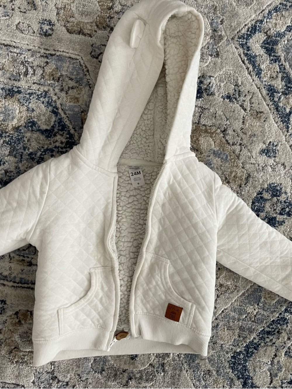 Carter's Cream Quilted Sherpa-Lined Hooded Jacket